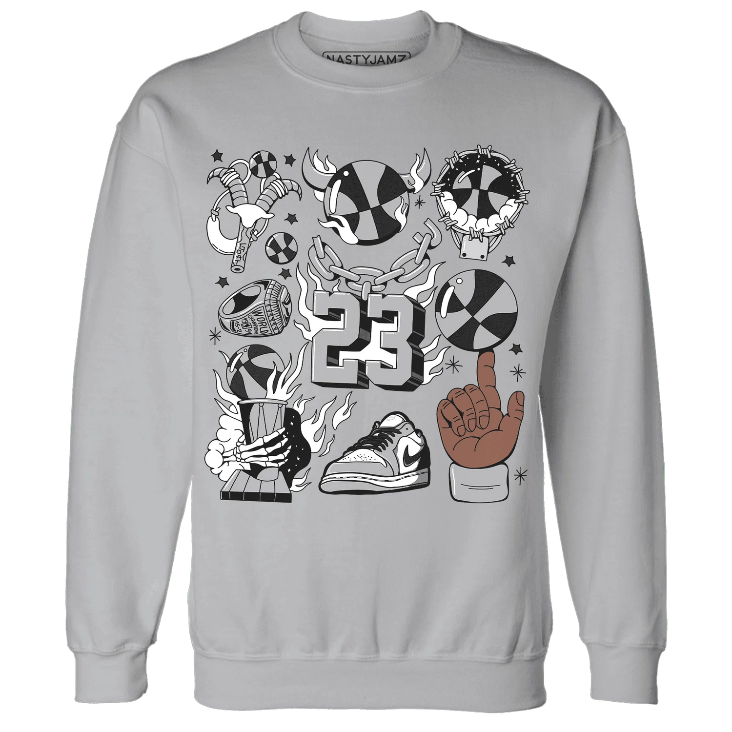 Wolf-Grey-1s-Sweatshirt-Match-Neclaces-Number-23