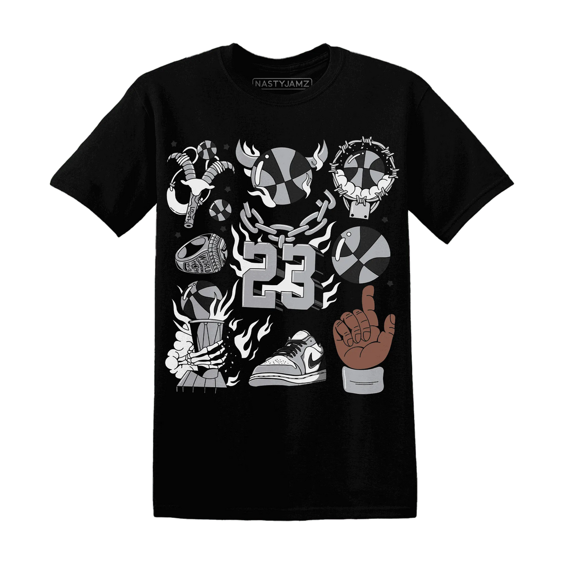 Wolf-Grey-1s-T-Shirt-Match-Neclaces-Number-23