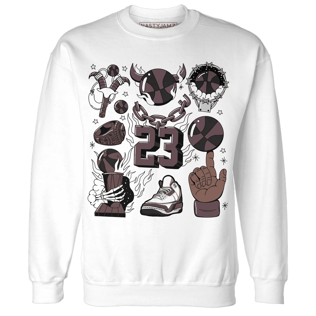 Burgundy-Crush-3s-NastyJamz-Sweatshirt-Match-Neclaces-Number-23