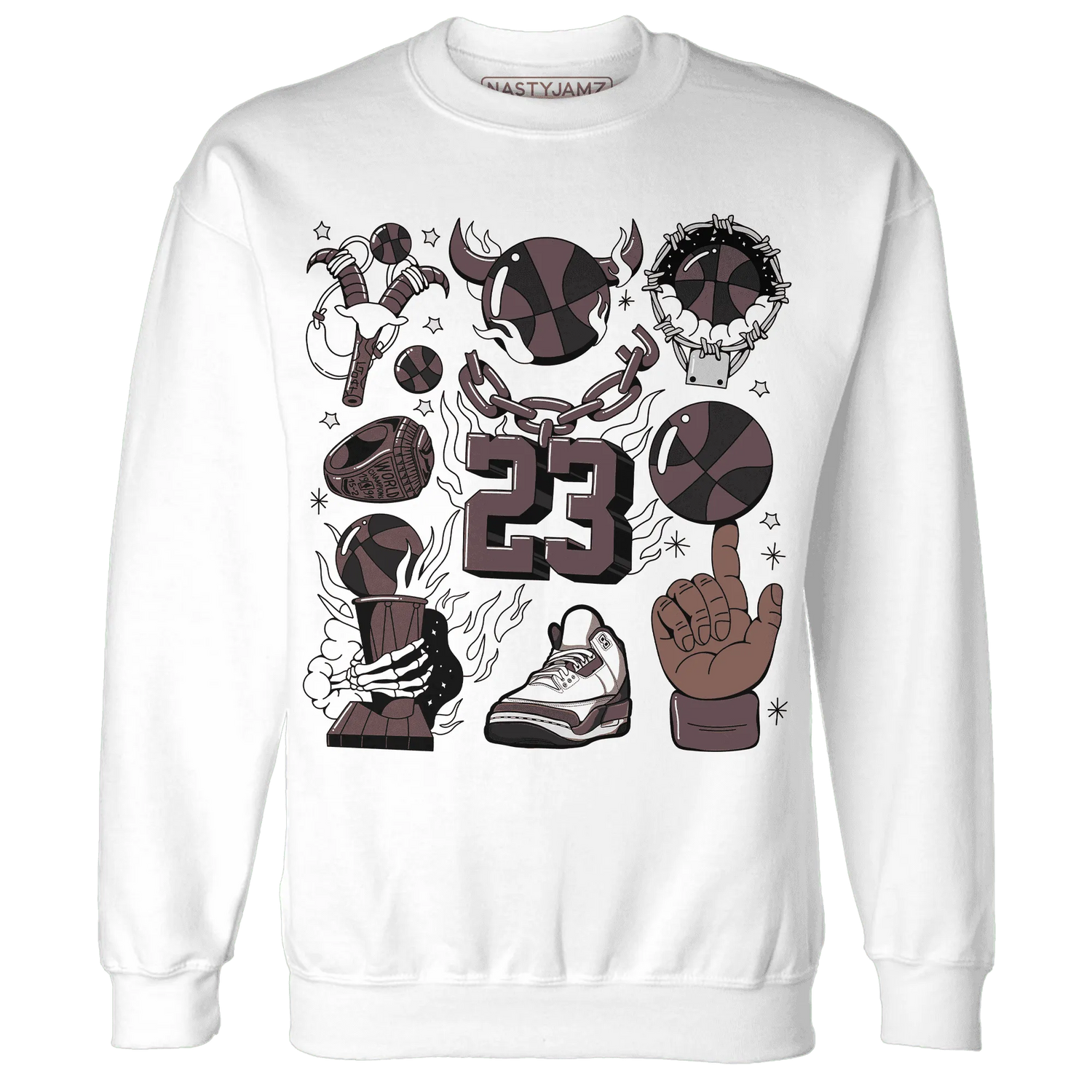 Burgundy-Crush-3s-NastyJamz-Sweatshirt-Match-Neclaces-Number-23