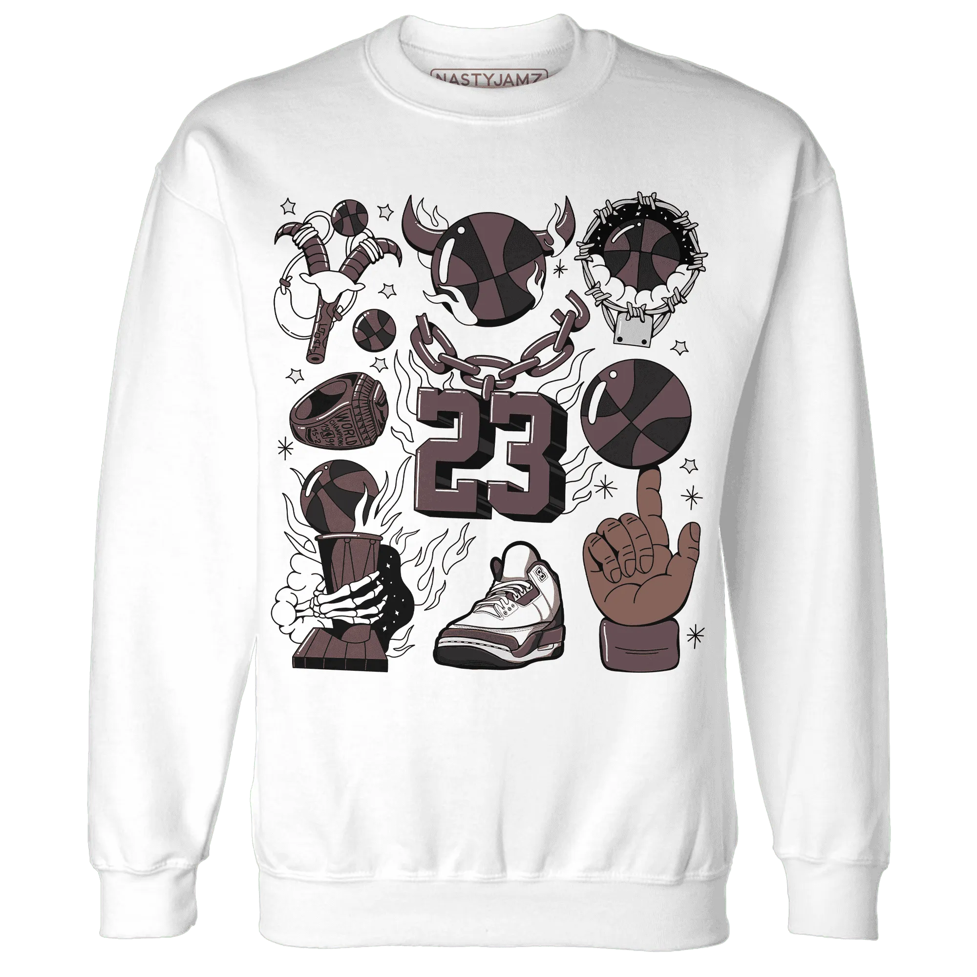 Burgundy-Crush-3s-NastyJamz-Sweatshirt-Match-Neclaces-Number-23