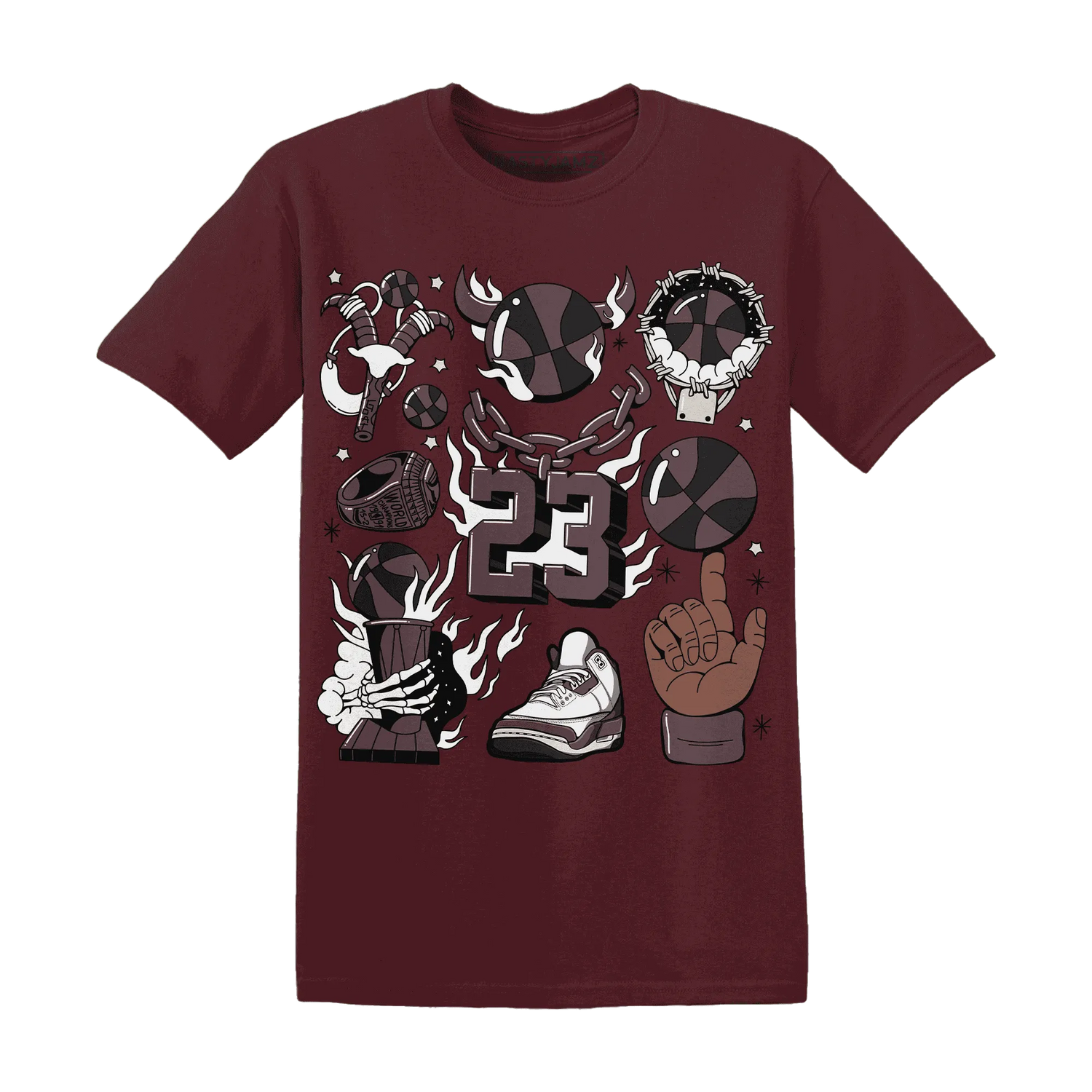 Burgundy-Crush-3s-NastyJamz-T-Shirt-Match-Neclaces-Number-23