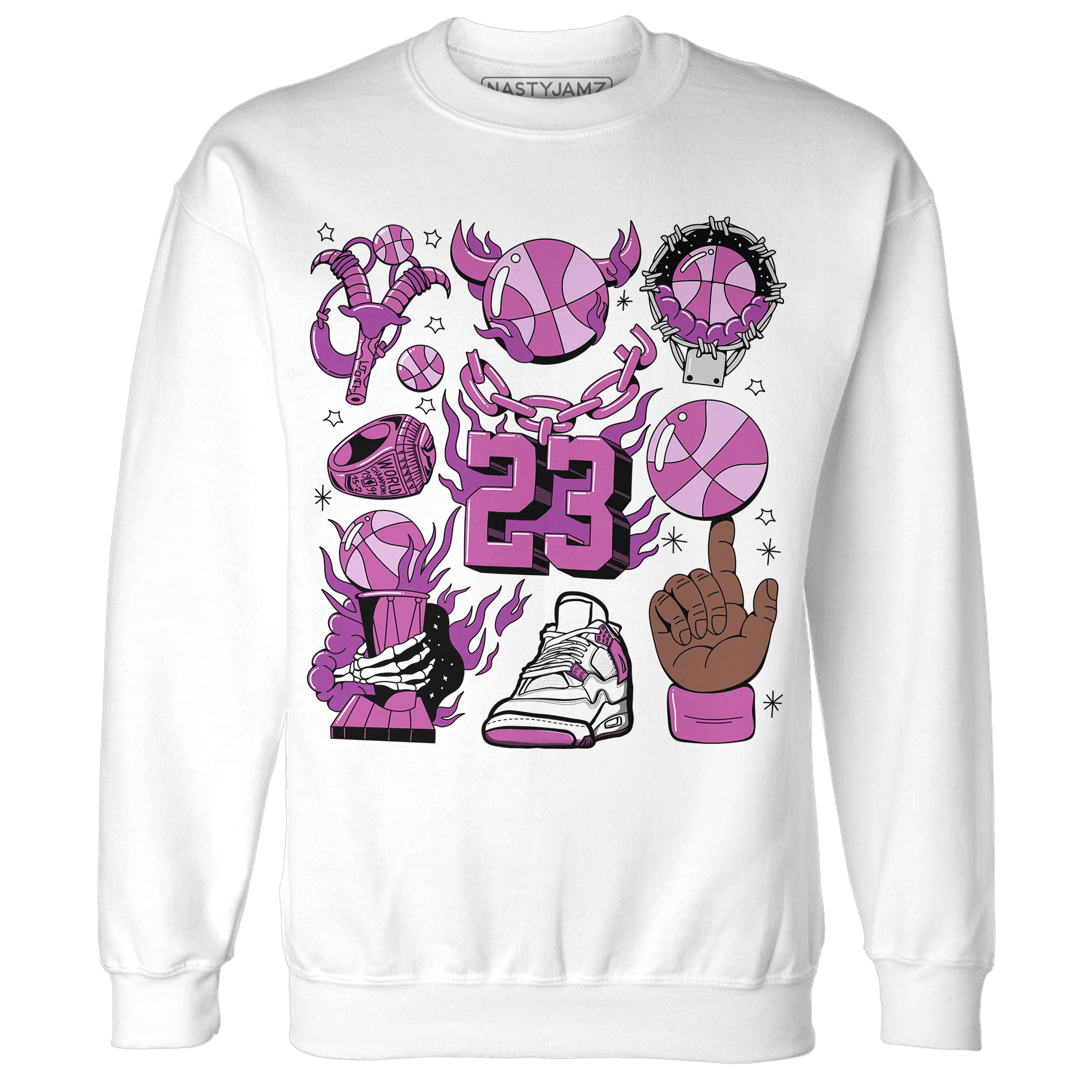 GS Hyper Violet 4s Sweatshirt Match Neclaces Number 23 - NastyJamz