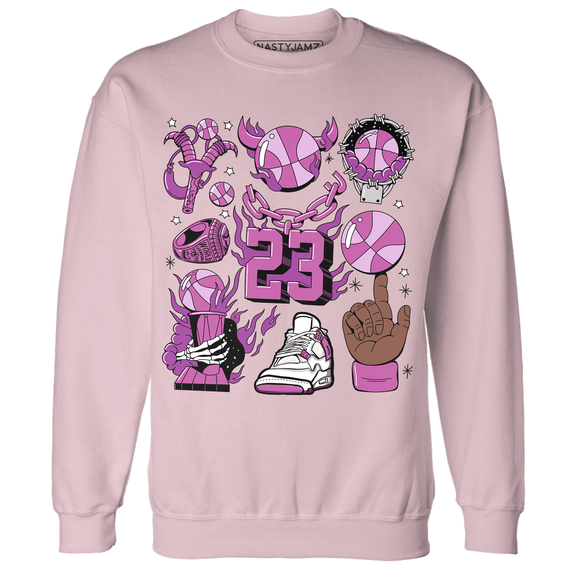 GS Hyper Violet 4s Sweatshirt Match Neclaces Number 23 - NastyJamz