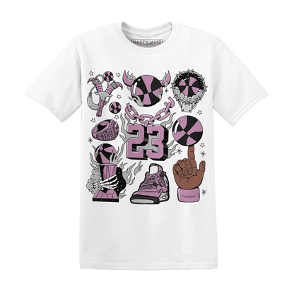 Orchid-Neutral-Grey-Black-White-4s-T-Shirt-Match-Neclaces-Number-23