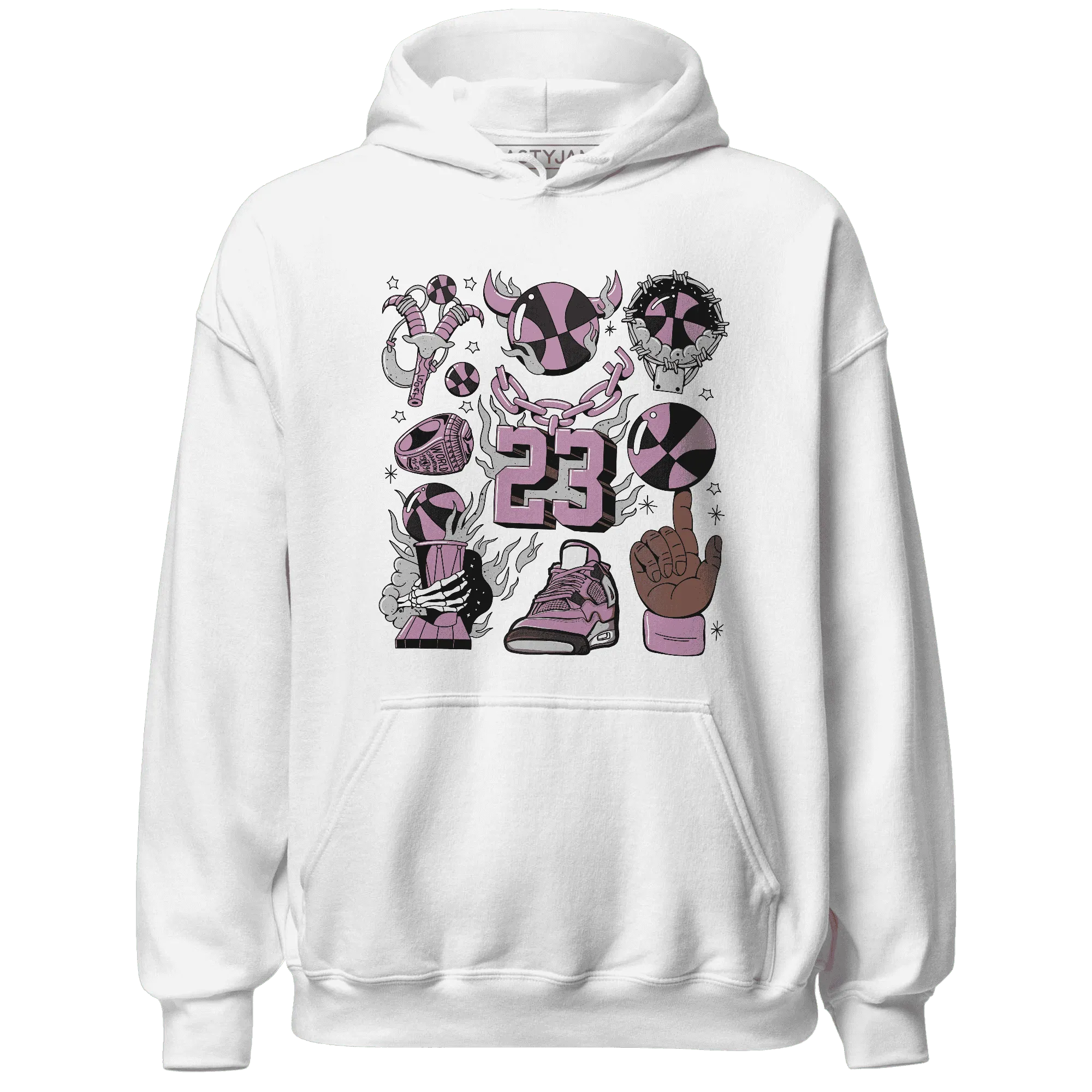 Orchid-Neutral-Grey-Black-White-4s-Hoodie-Match-Neclaces-Number-23