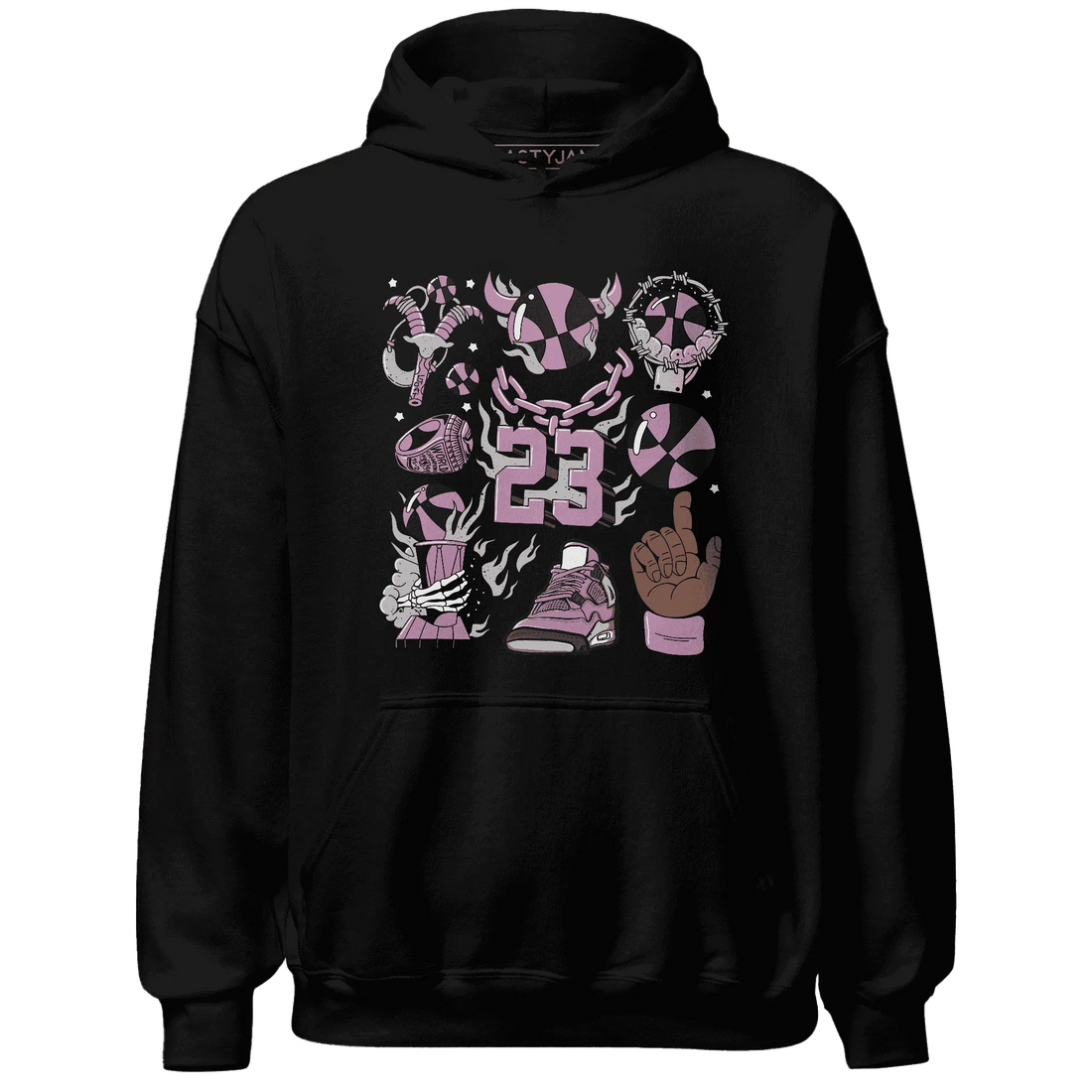 Orchid-Neutral-Grey-Black-White-4s-Hoodie-Match-Neclaces-Number-23