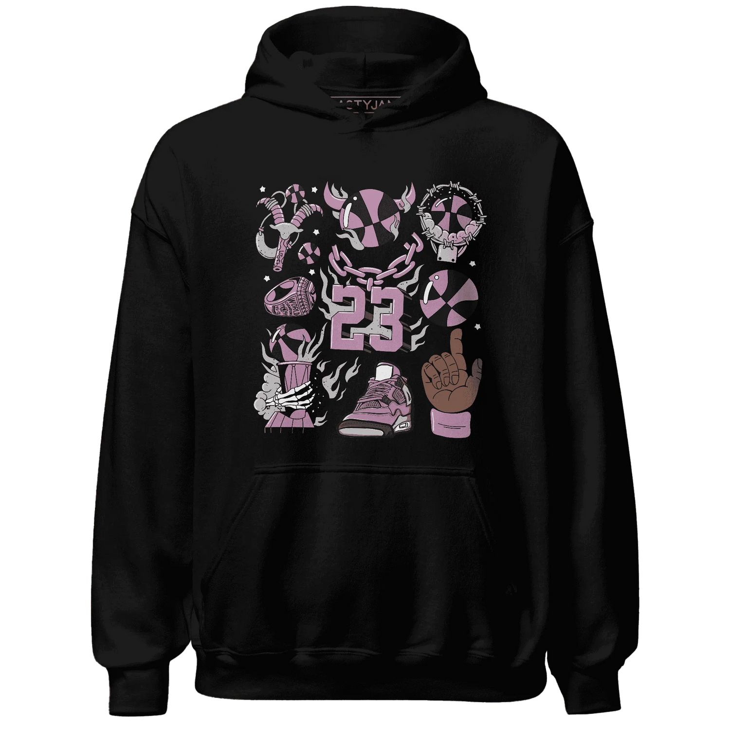 Orchid-Neutral-Grey-Black-White-4s-Hoodie-Match-Neclaces-Number-23