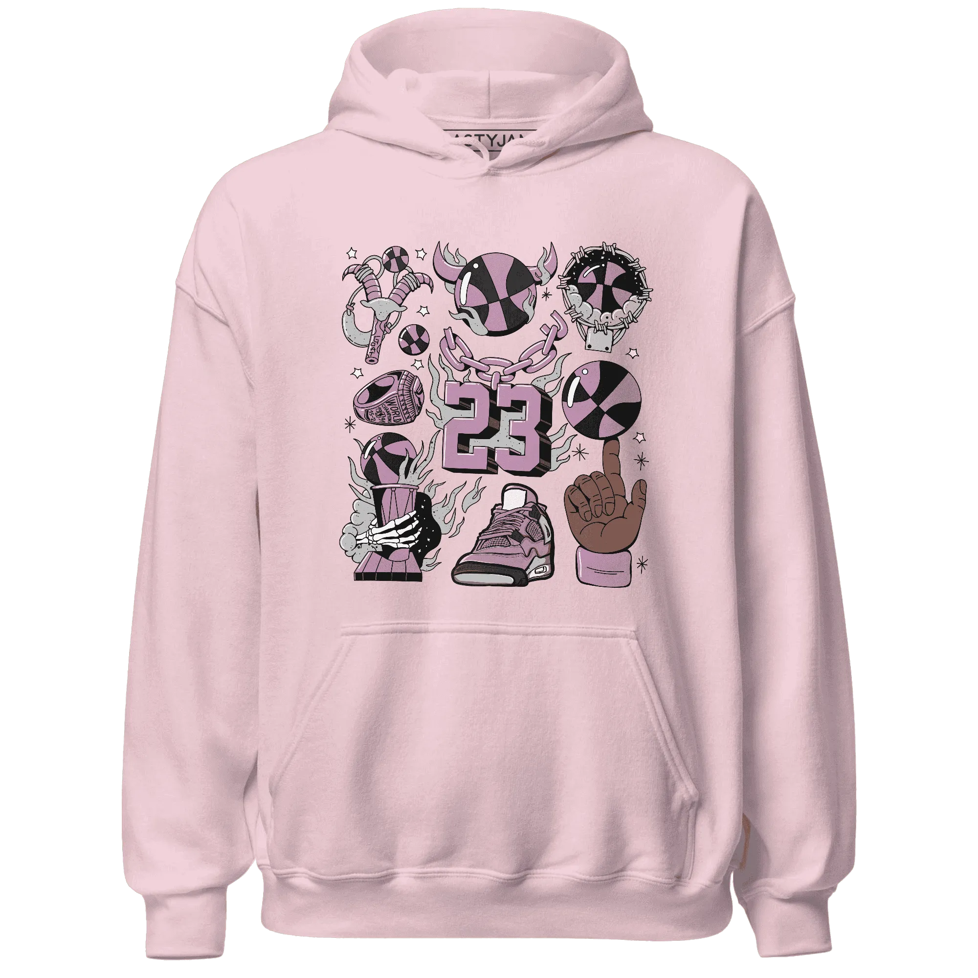 Orchid-Neutral-Grey-Black-White-4s-Hoodie-Match-Neclaces-Number-23