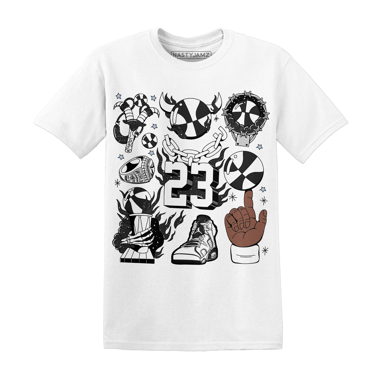 Reverse Oreo 6s T Shirt Match Neclaces Number 23 - NastyJamz