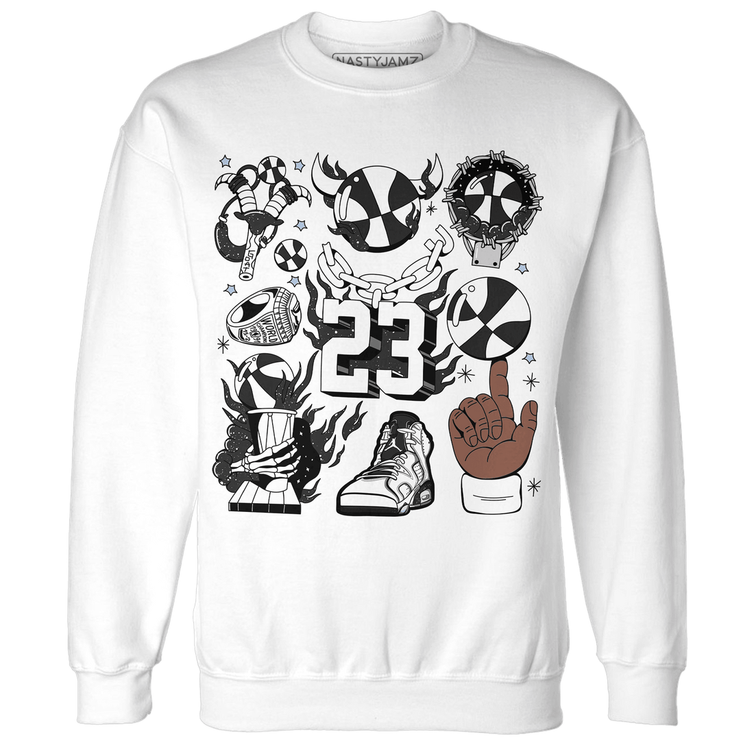 Reverse Oreo 6s Sweatshirt Match Neclaces Number 23 - NastyJamz