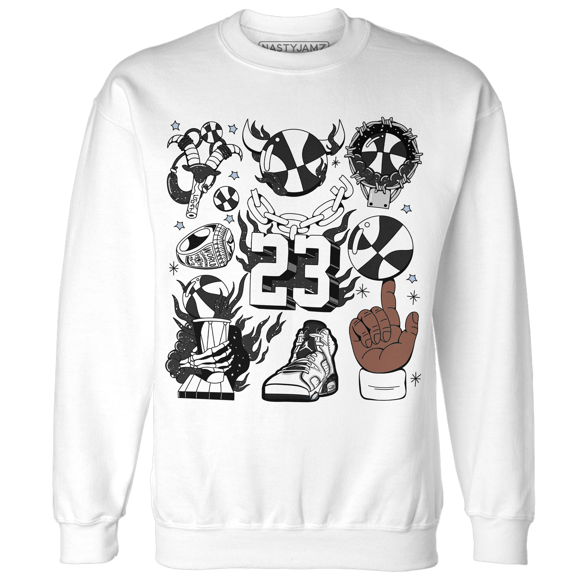 Reverse Oreo 6s Sweatshirt Match Neclaces Number 23 - NastyJamz