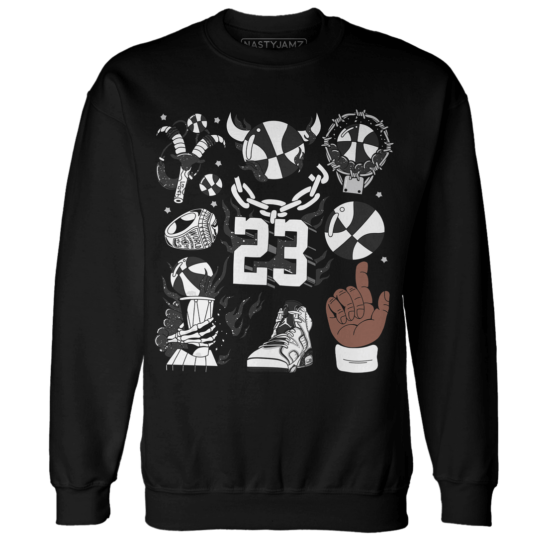 Reverse Oreo 6s Sweatshirt Match Neclaces Number 23 - NastyJamz
