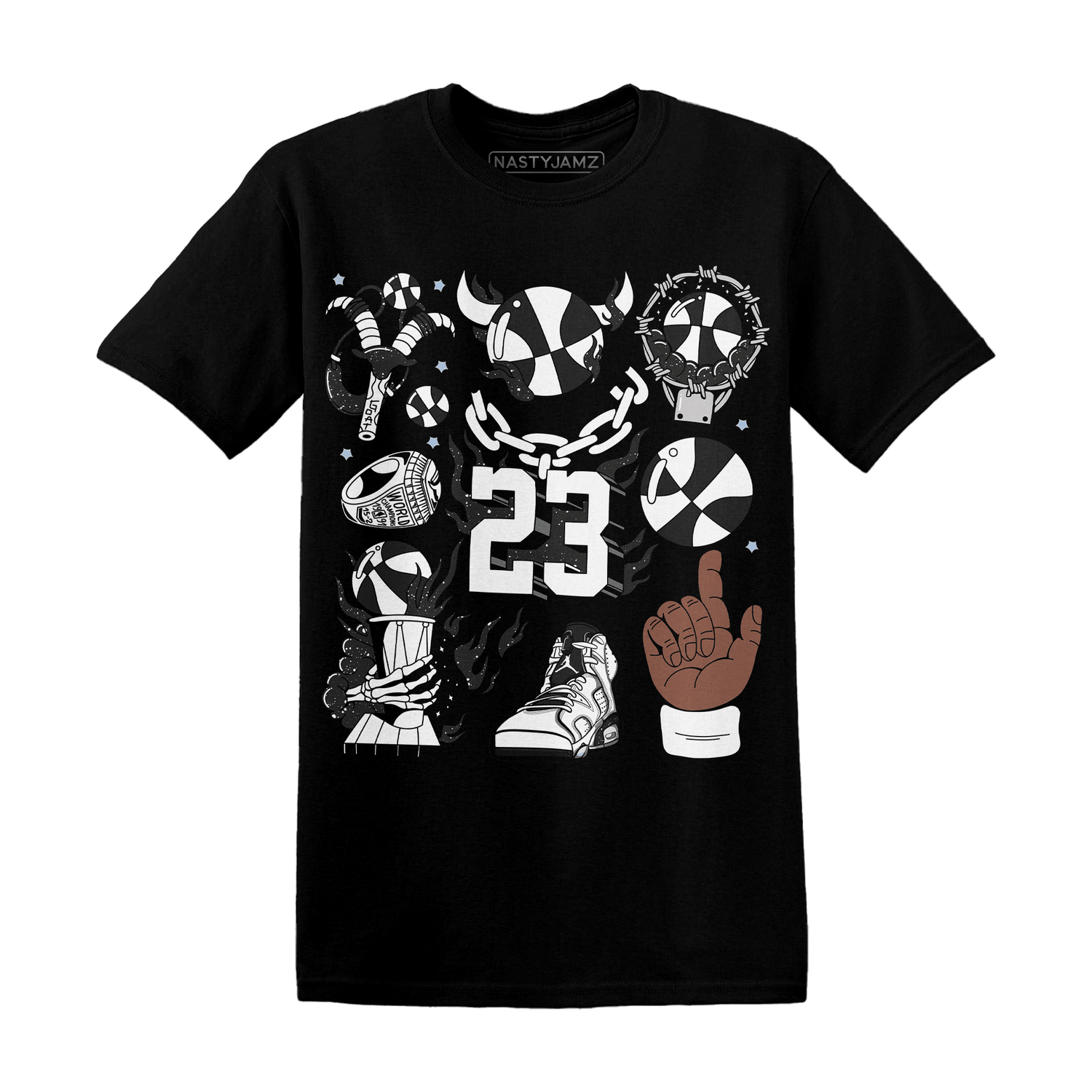 Reverse Oreo 6s T Shirt Match Neclaces Number 23 - NastyJamz