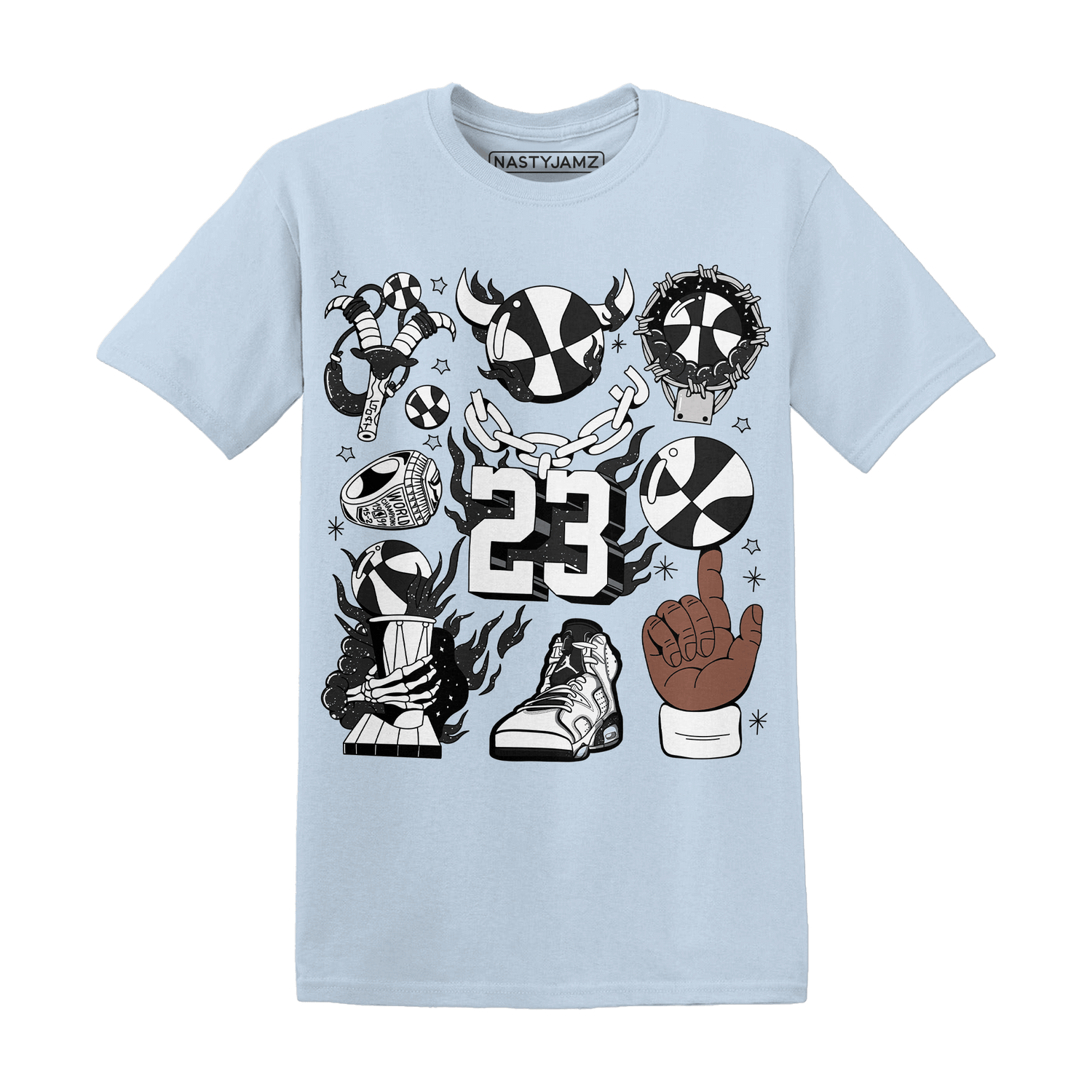 Reverse Oreo 6s T Shirt Match Neclaces Number 23 - NastyJamz