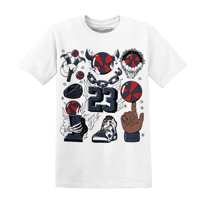 White-Navy-6s-T-Shirt-Match-Neclaces-Number-23
