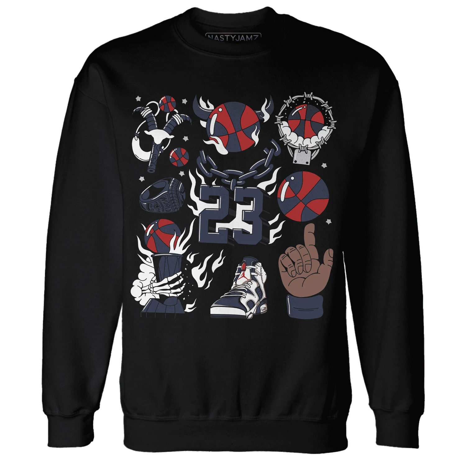 White-Navy-6s-Sweatshirt-Match-Neclaces-Number-23