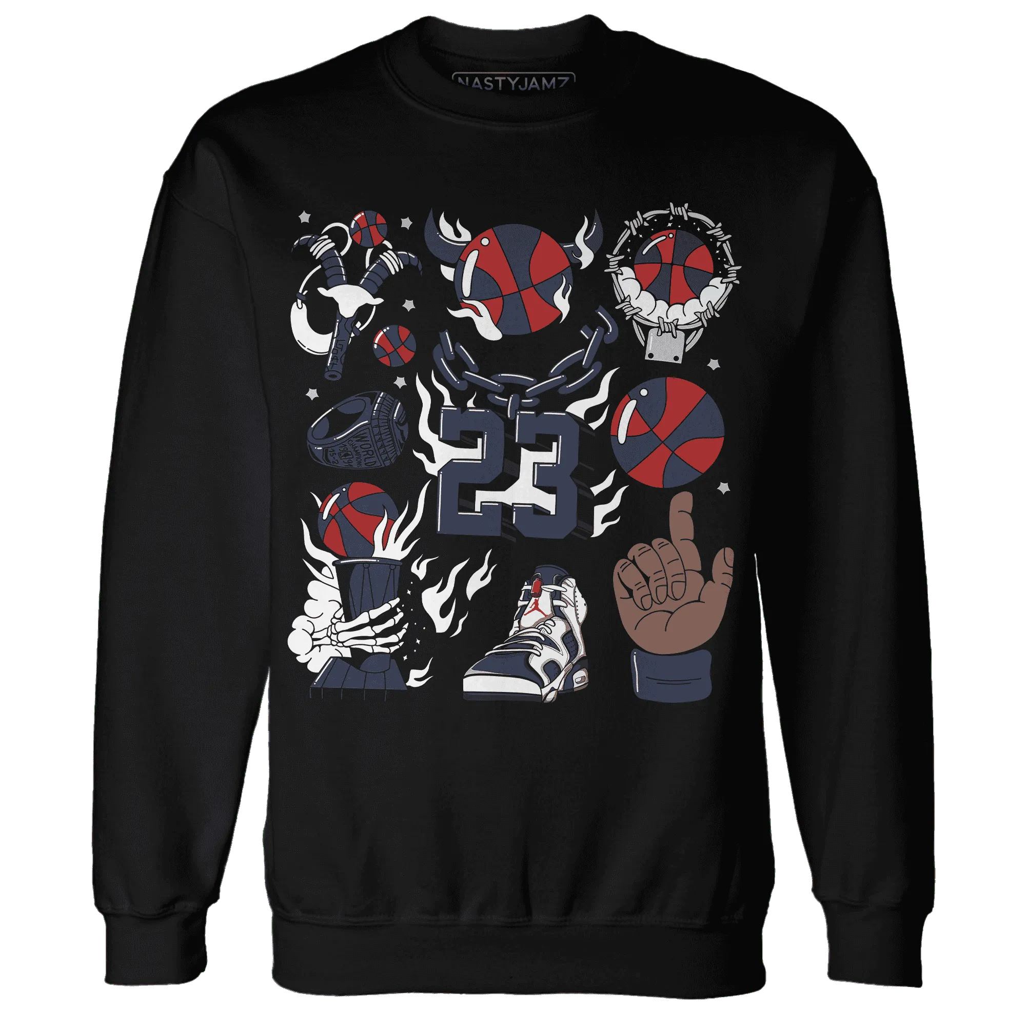 White-Navy-6s-Sweatshirt-Match-Neclaces-Number-23