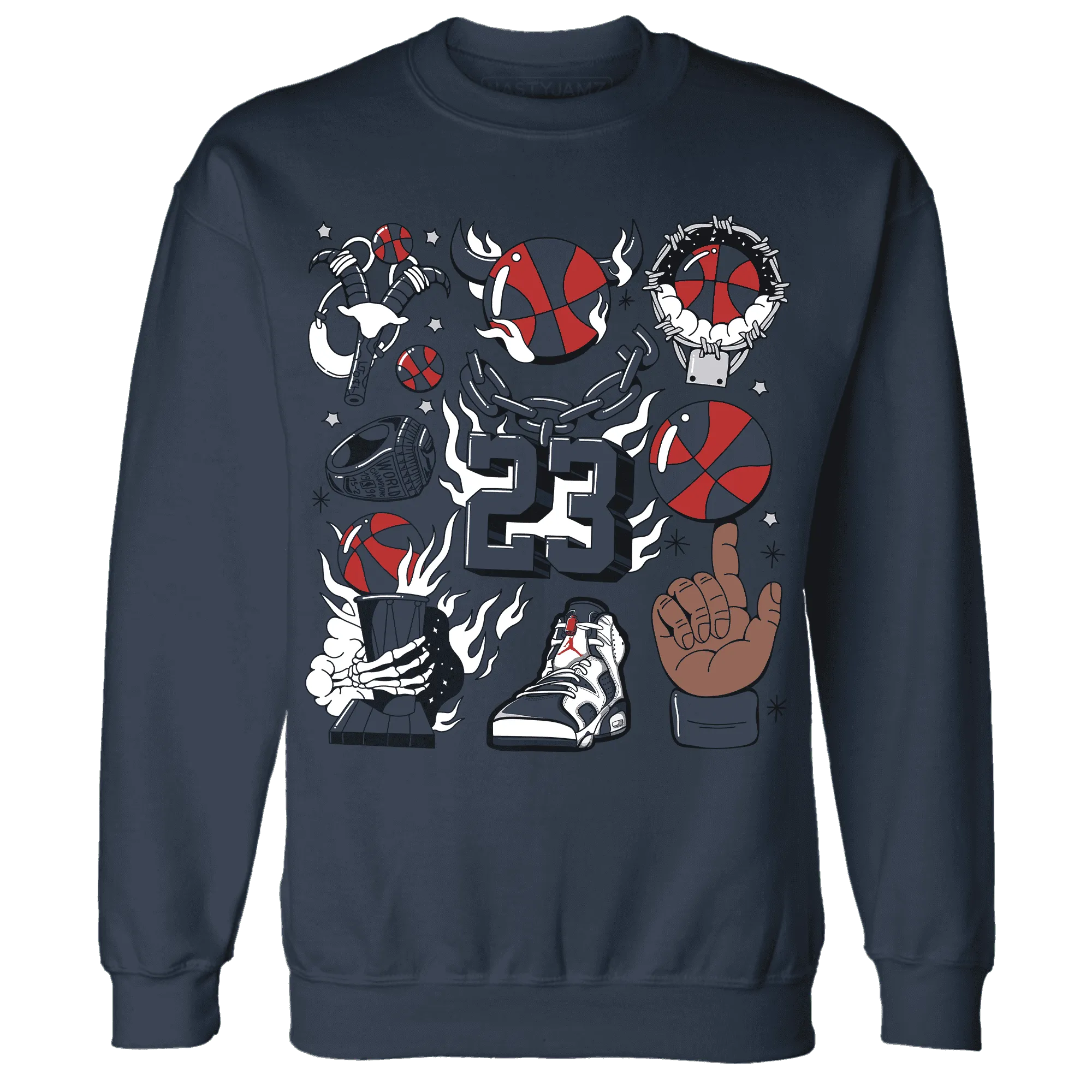 White-Navy-6s-Sweatshirt-Match-Neclaces-Number-23