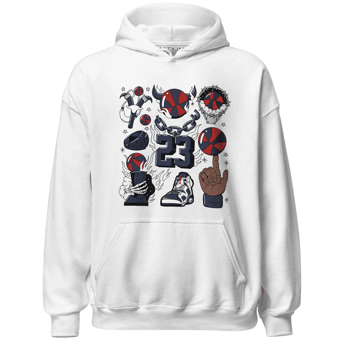 White-Navy-6s-Hoodie-Match-Neclaces-Number-23