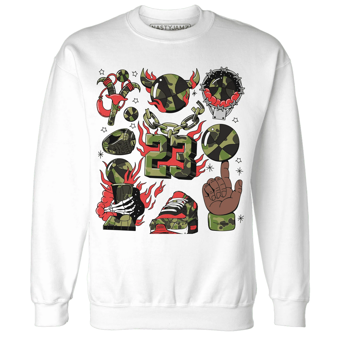 AM-90-Dark-Sage-Solar-Red-Sweatshirt-Match-Neclaces-Number-23