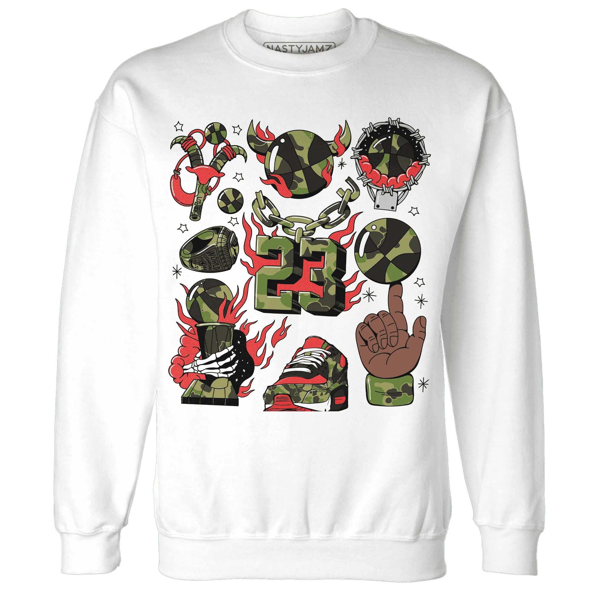 AM-90-Dark-Sage-Solar-Red-Sweatshirt-Match-Neclaces-Number-23