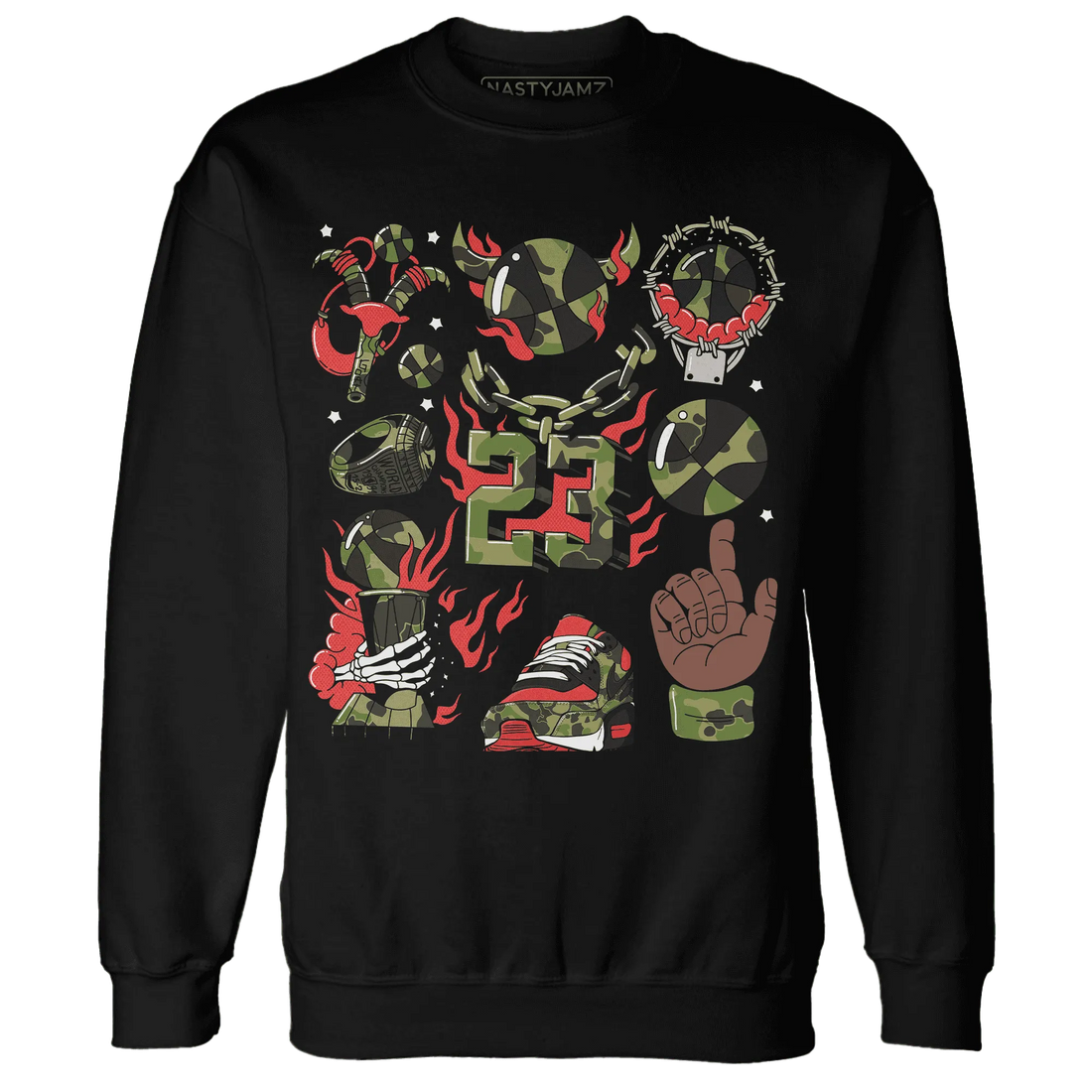 AM-90-Dark-Sage-Solar-Red-Sweatshirt-Match-Neclaces-Number-23