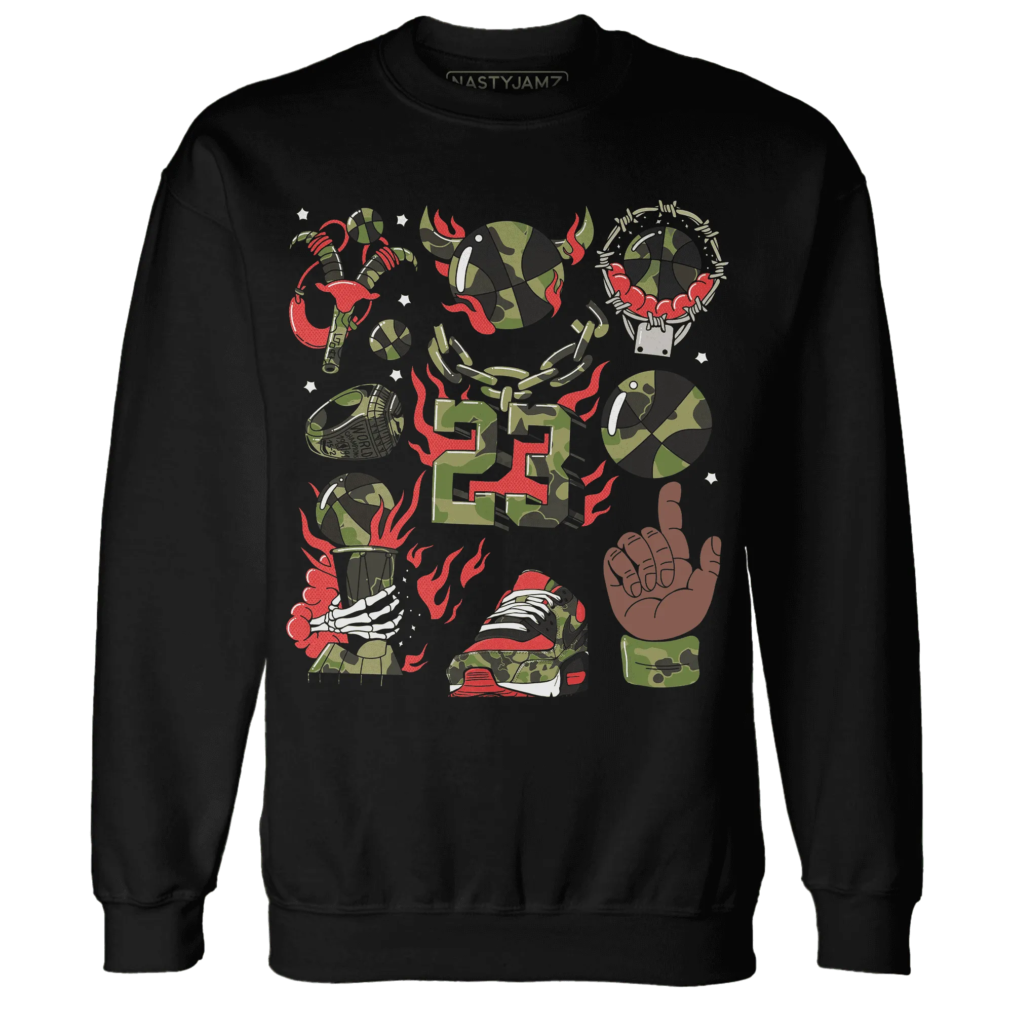 AM-90-Dark-Sage-Solar-Red-Sweatshirt-Match-Neclaces-Number-23