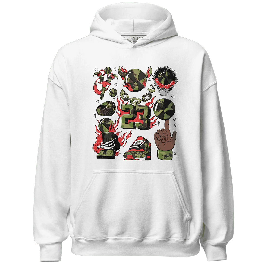 AM-90-Dark-Sage-Solar-Red-Hoodie-Match-Neclaces-Number-23