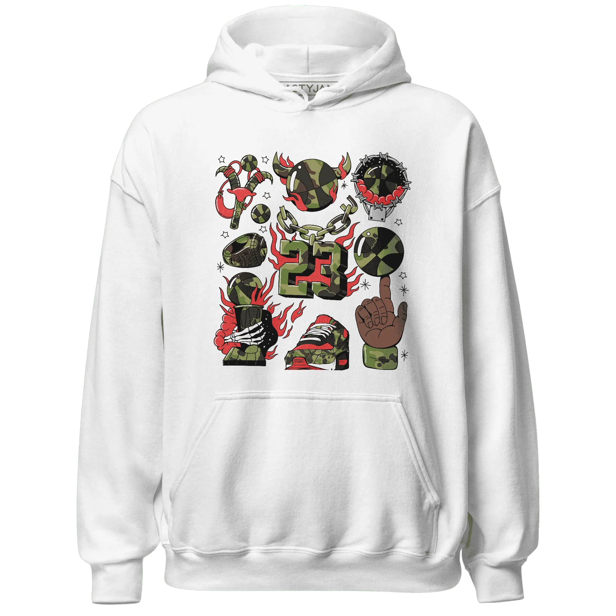 AM-90-Dark-Sage-Solar-Red-Hoodie-Match-Neclaces-Number-23