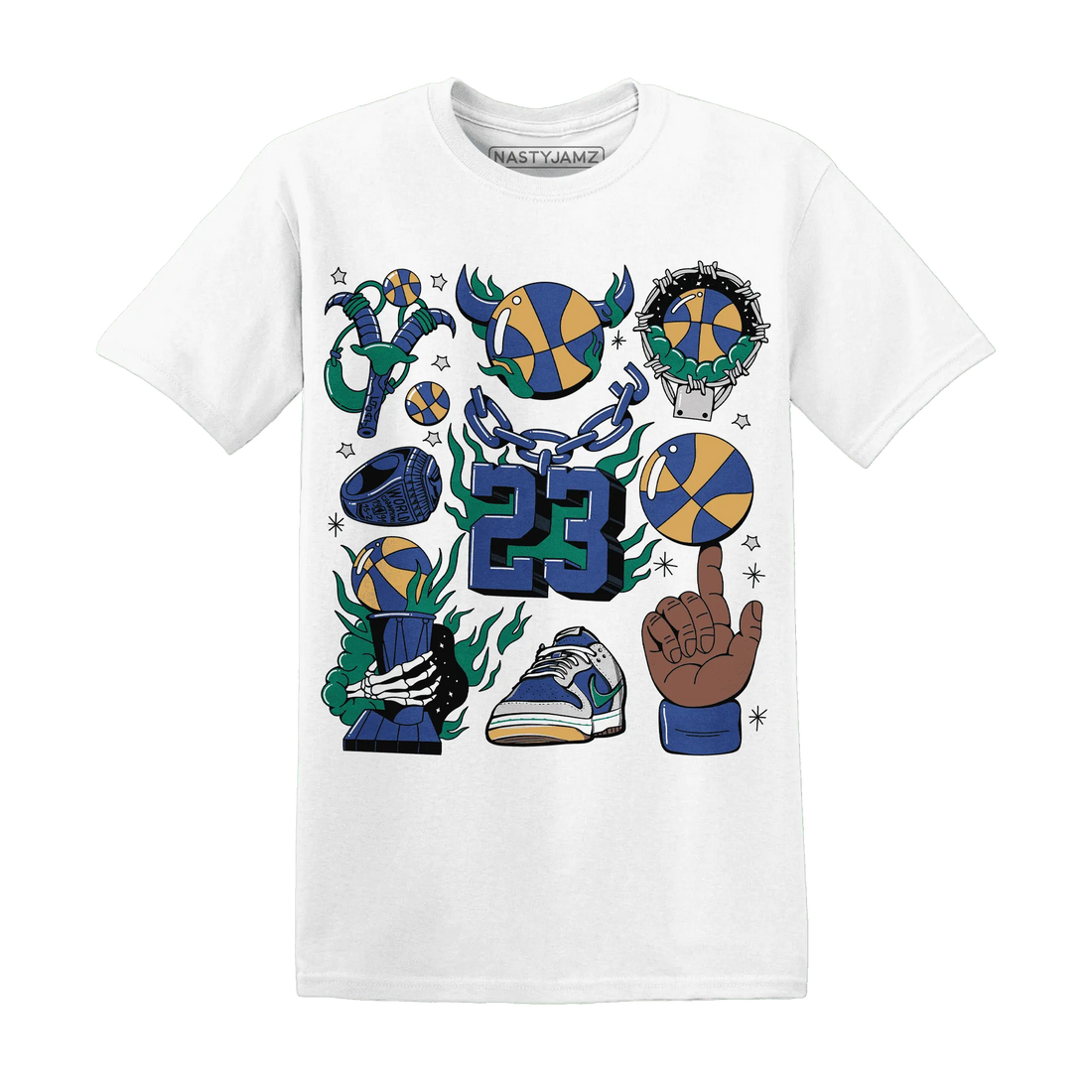 Dunk-Hyper-Royal-Malachite-T-Shirt-Match-Neclaces-Number-23