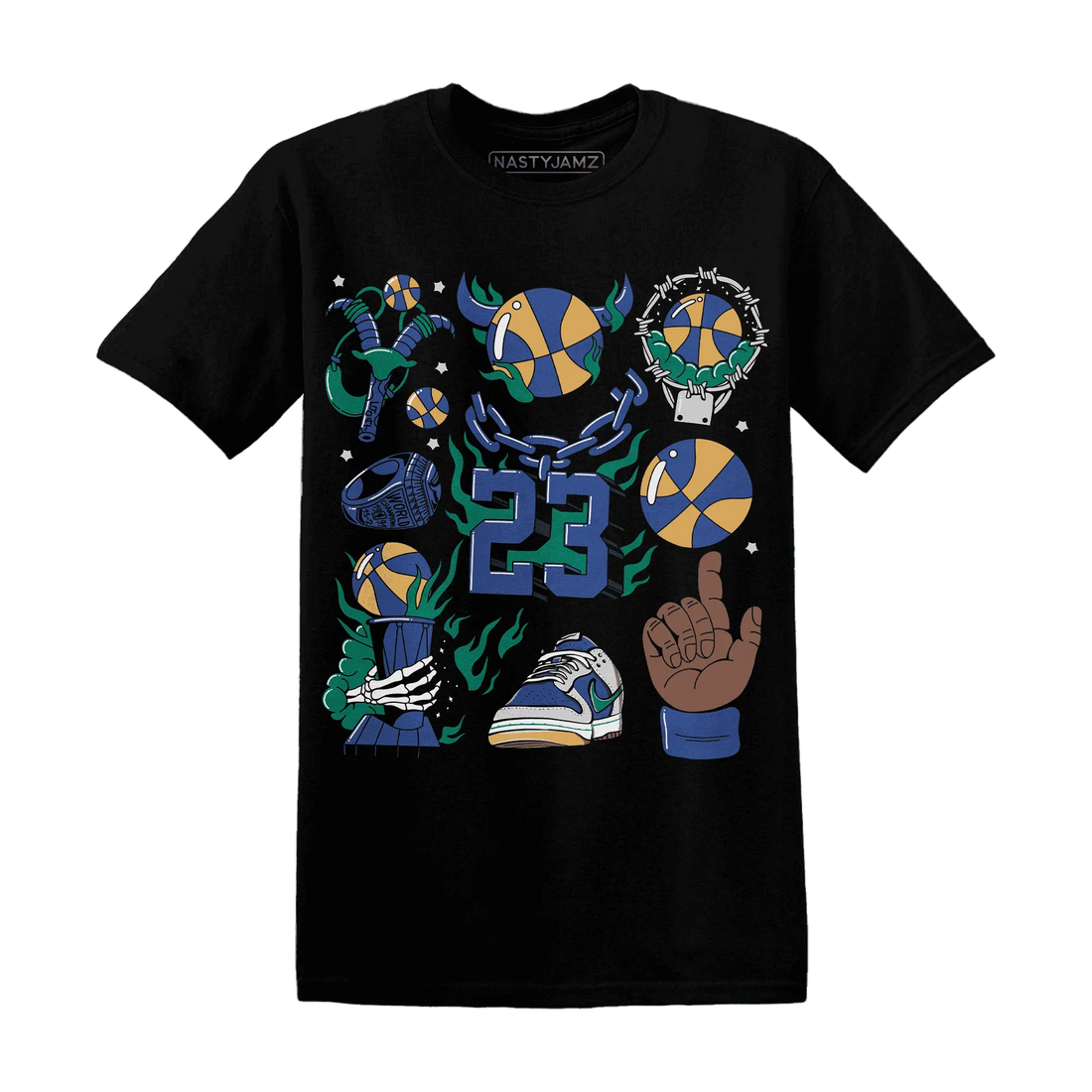 Dunk-Hyper-Royal-Malachite-T-Shirt-Match-Neclaces-Number-23