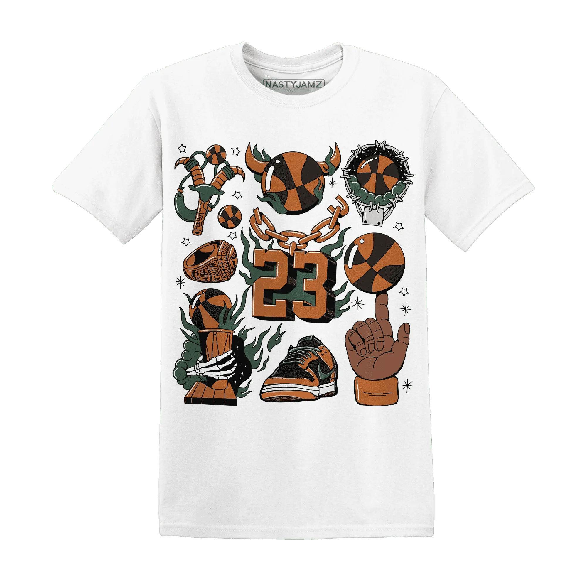 Dunk-Low-Ceramic-T-Shirt-Match-Neclaces-Number-23