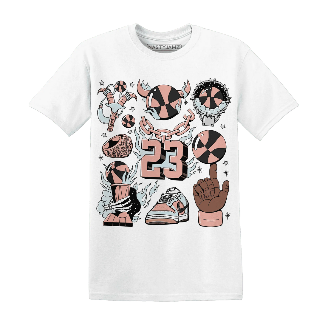 Dunk-Low-Glacier-Blue-Arctic-Orange-T-Shirt-Match-Neclaces-Number-23