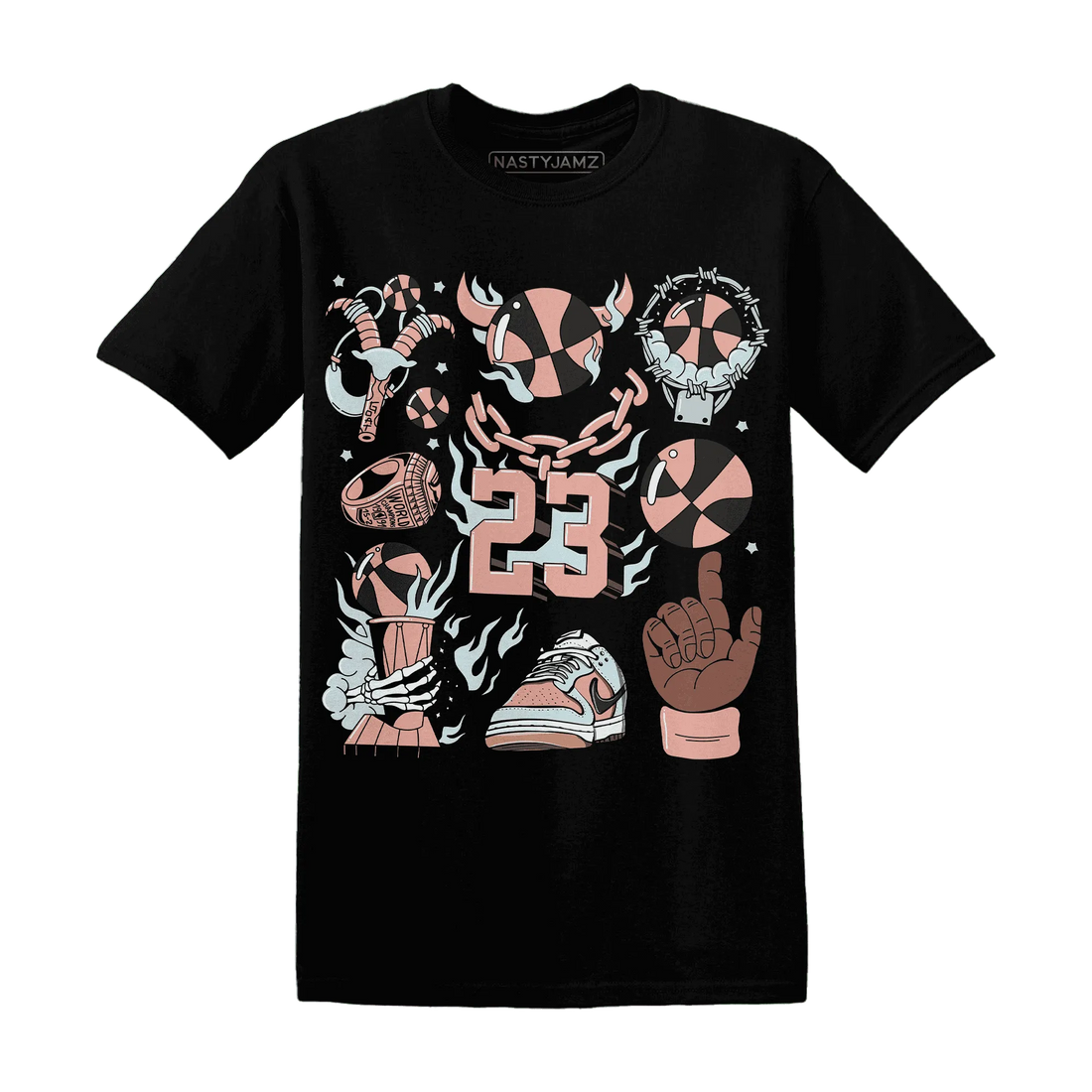 Dunk-Low-Glacier-Blue-Arctic-Orange-T-Shirt-Match-Neclaces-Number-23