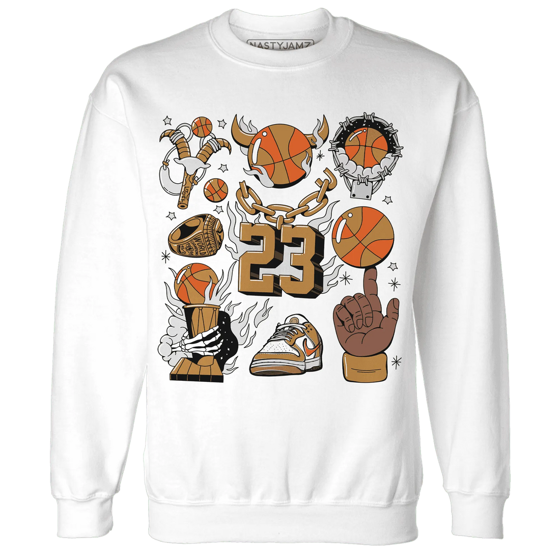 Dunk-Low-Retro-Wheat-Orange-Sweatshirt-Match-Neclaces-Number-23