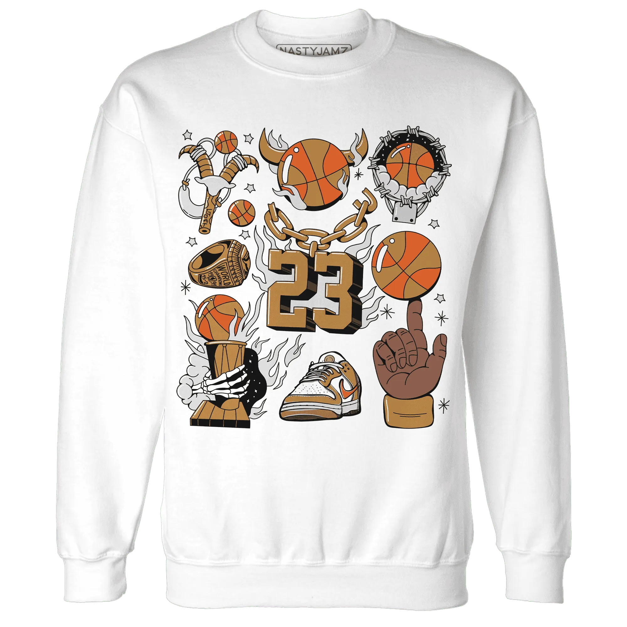 Dunk-Low-Retro-Wheat-Orange-Sweatshirt-Match-Neclaces-Number-23