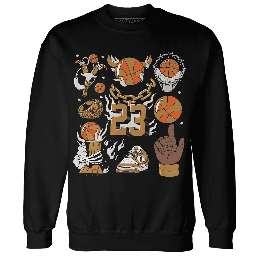 Dunk-Low-Retro-Wheat-Orange-Sweatshirt-Match-Neclaces-Number-23