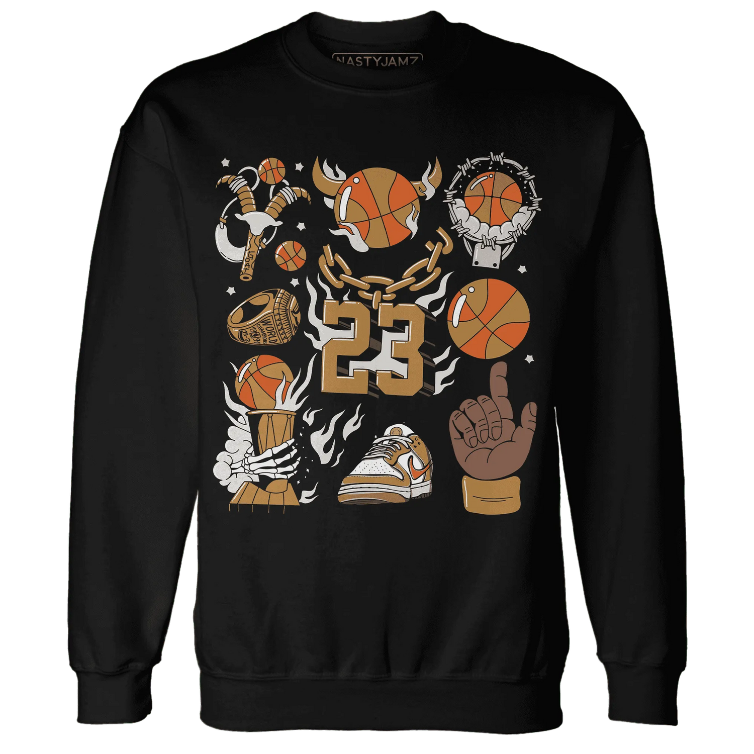 Dunk-Low-Retro-Wheat-Orange-Sweatshirt-Match-Neclaces-Number-23