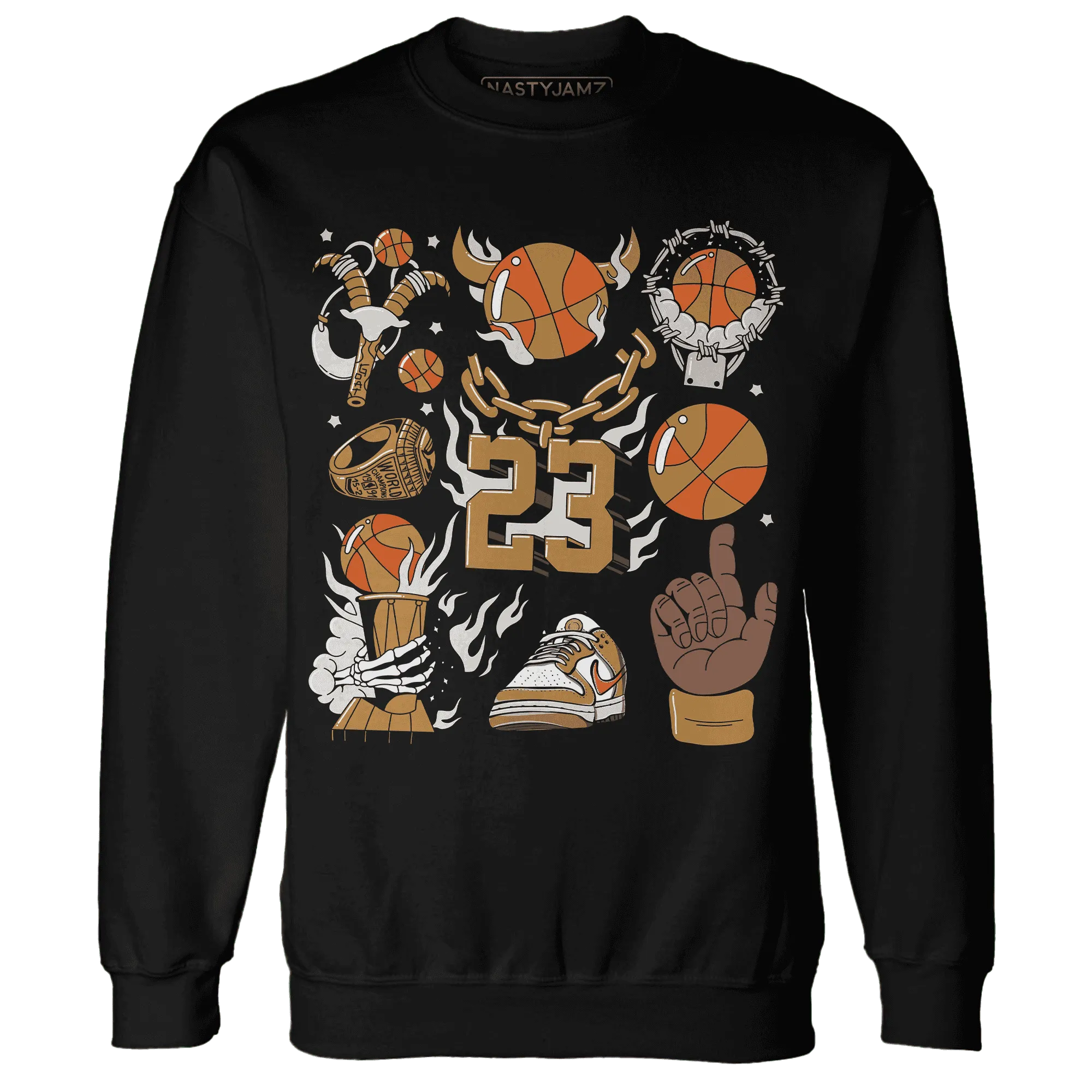 Dunk-Low-Retro-Wheat-Orange-Sweatshirt-Match-Neclaces-Number-23