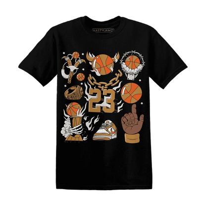 Dunk-Low-Retro-Wheat-Orange-T-Shirt-Match-Neclaces-Number-23