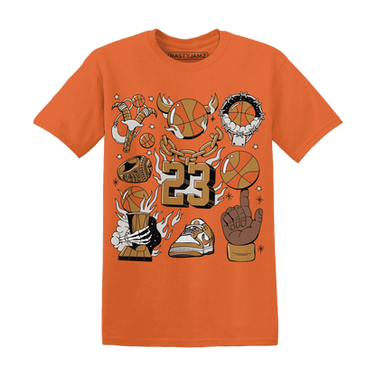 Dunk-Low-Retro-Wheat-Orange-T-Shirt-Match-Neclaces-Number-23