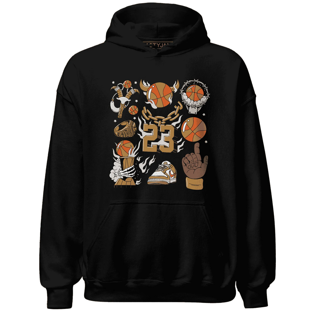 Dunk-Low-Retro-Wheat-Orange-Hoodie-Match-Neclaces-Number-23