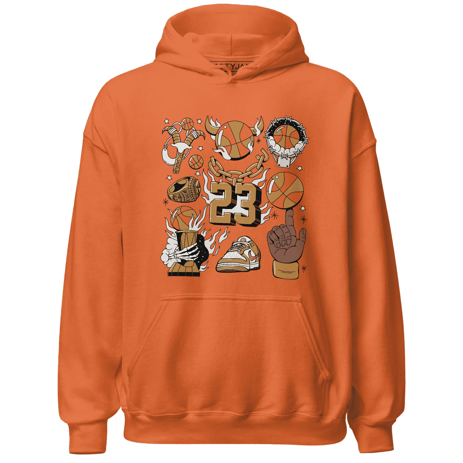 Dunk-Low-Retro-Wheat-Orange-Hoodie-Match-Neclaces-Number-23