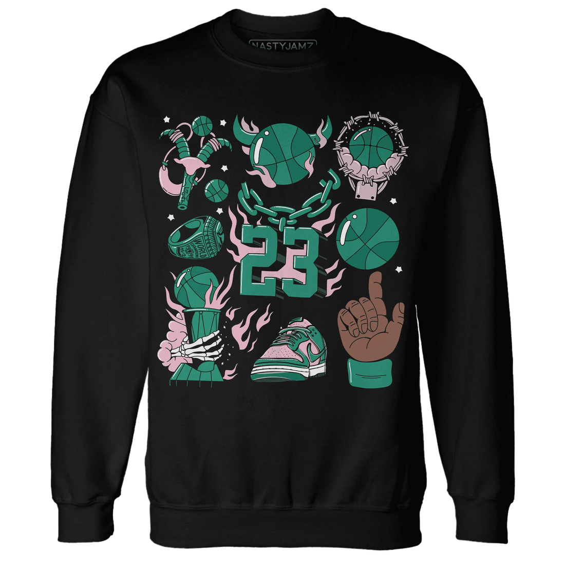 Dunk-Pink-Malachite-Medium-Soft-Low-Sail-NastyJamz-Sweatshirt-Match-Neclaces-Number-23