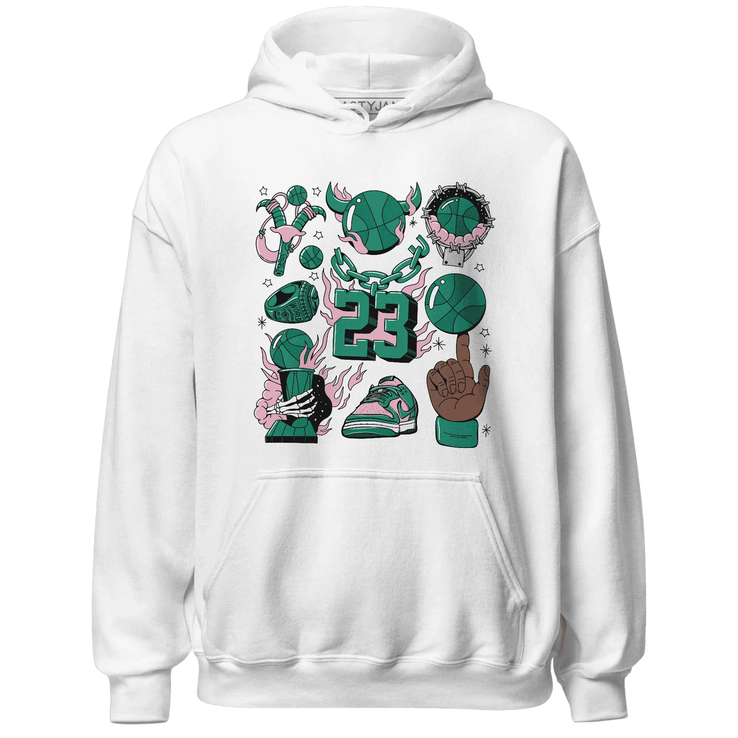 Dunk-Pink-Malachite-Medium-Soft-Low-Sail-NastyJamz-Hoodie-Match-Neclaces-Number-23