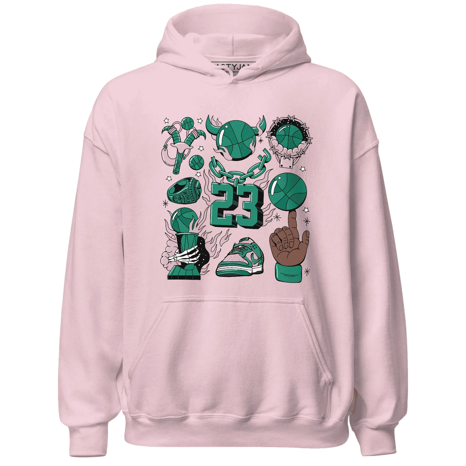 Dunk-Pink-Malachite-Medium-Soft-Low-Sail-NastyJamz-Hoodie-Match-Neclaces-Number-23