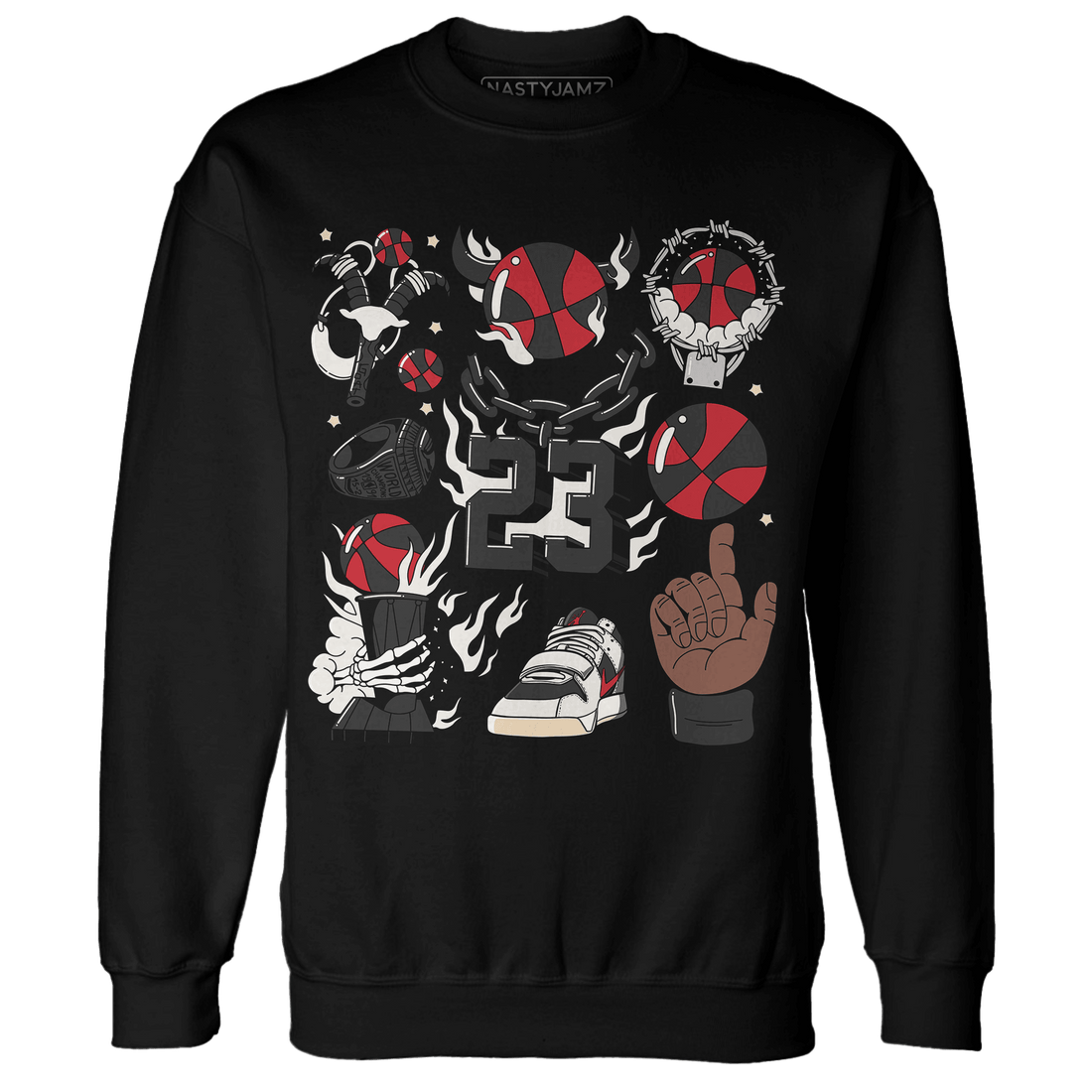 Jumman Jack University Red Sweatshirt Match Neclaces Number 23 - NastyJamz