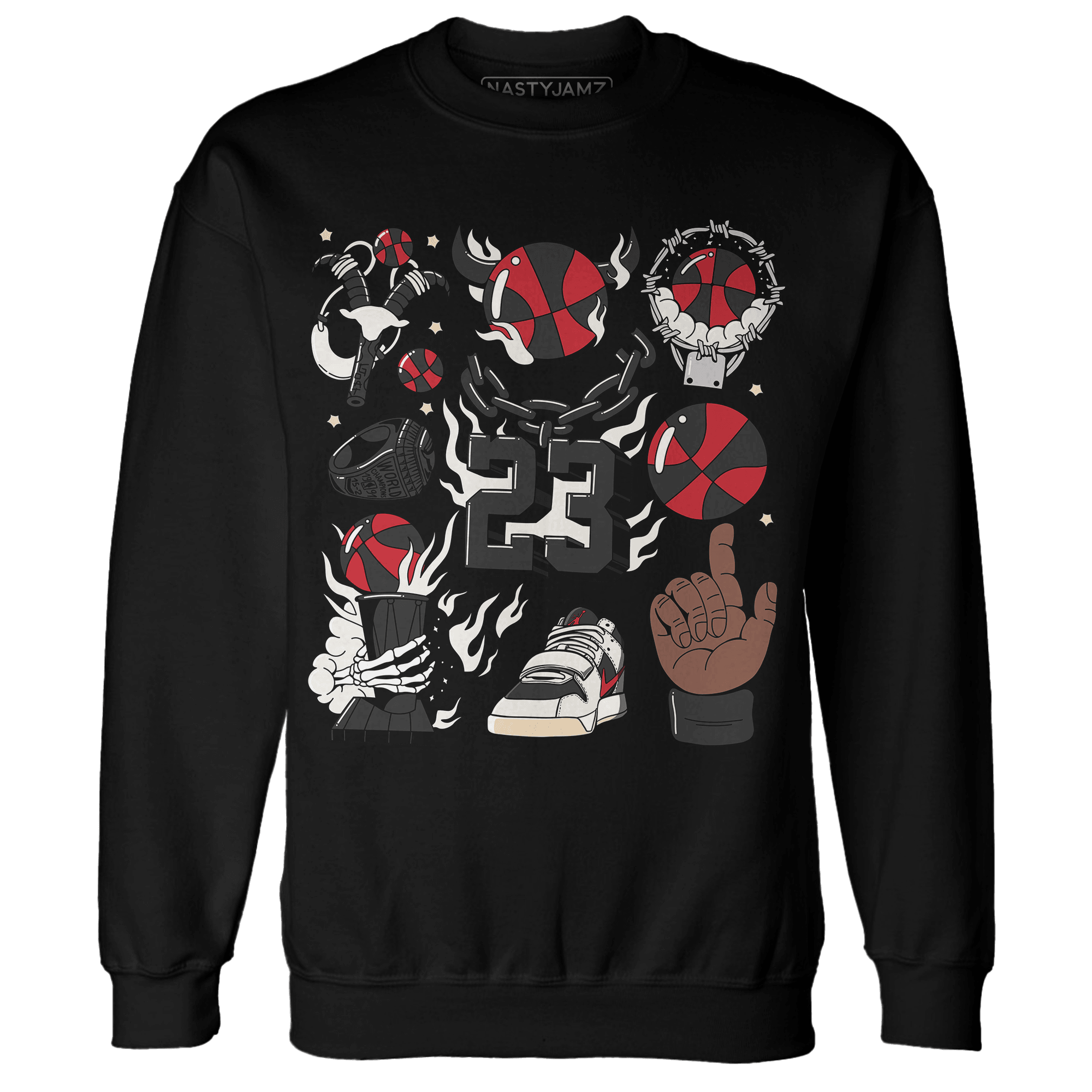 Jumman Jack University Red Sweatshirt Match Neclaces Number 23 - NastyJamz