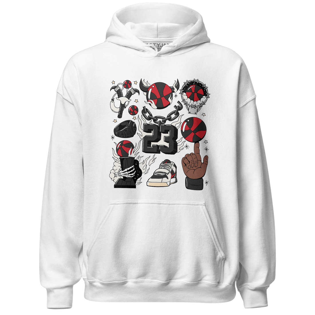 Jumman Jack University Red Hoodie Match Neclaces Number 23 - NastyJamz